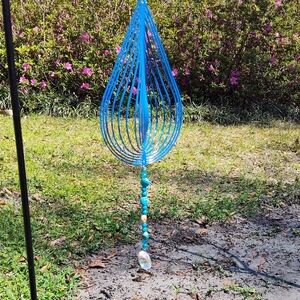 Blue Wind Spinner with Beaded Accents